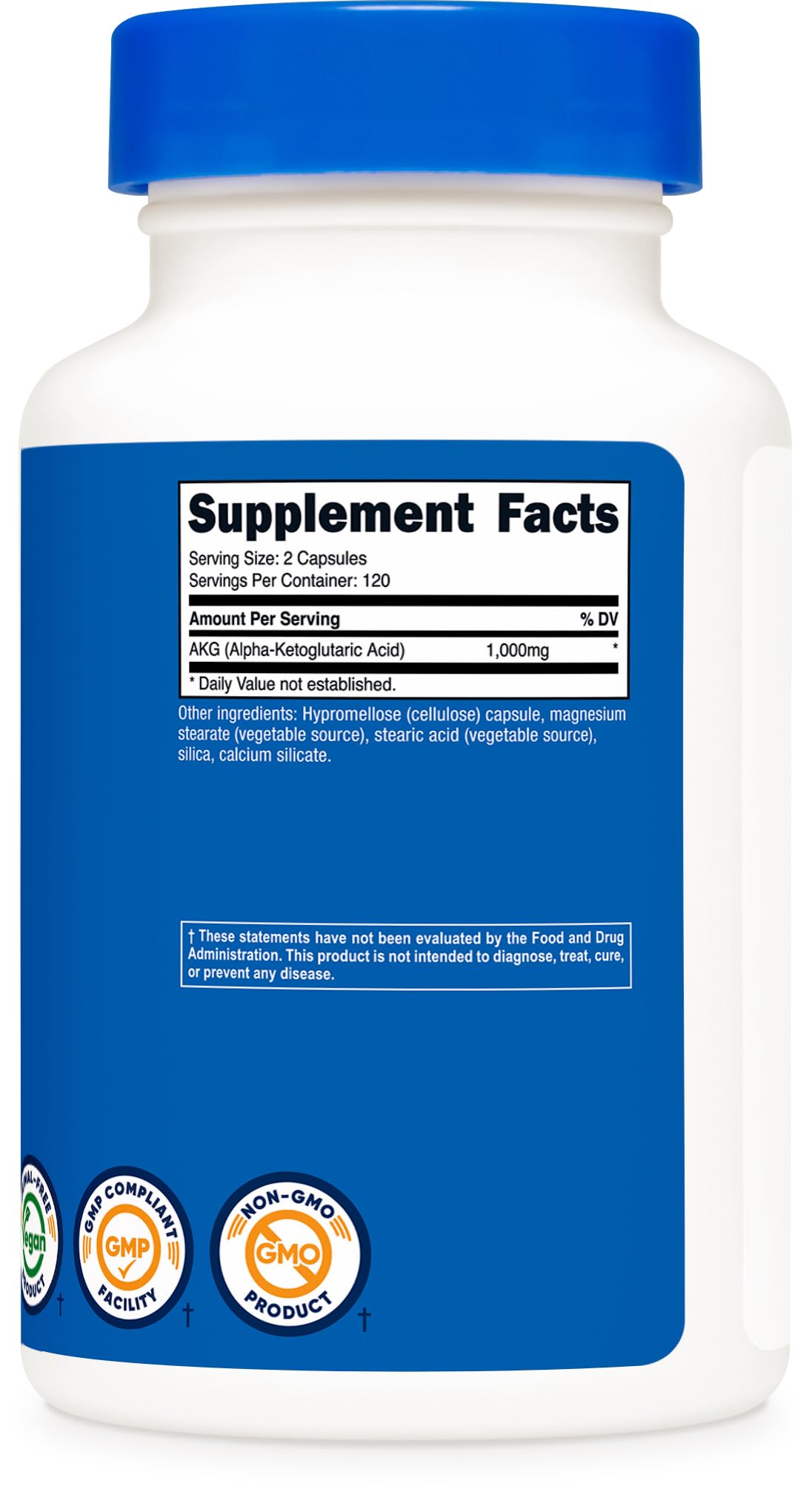Nutricost AKG Alpha Ketoglutaric Acid Supplement 1,000mg 240 Capsules