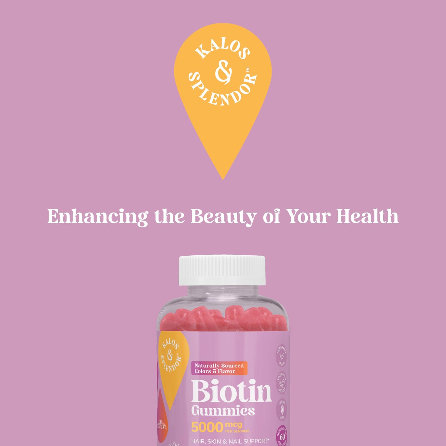 21st Century Kalos and Splendor Biotin 5000 mcg Gummy, 120 Count