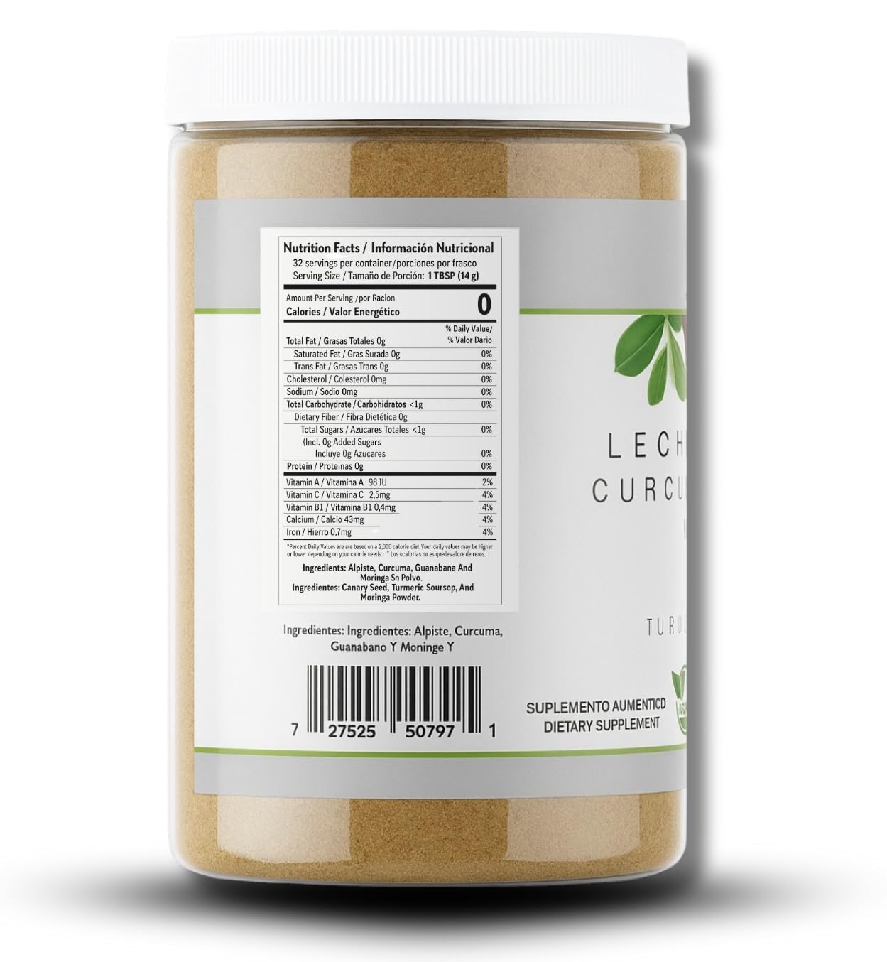 B-Experts Leche de Alpiste, Curcuma, Guanabana & Moringa Powder, 16 oz