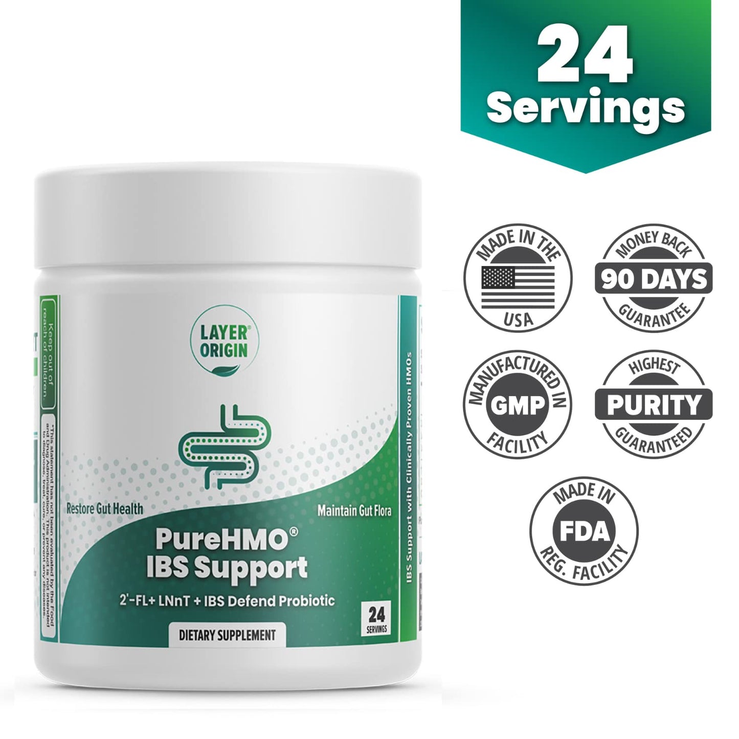Layer Origin PureHMO IBS Support Powder 4.38 oz