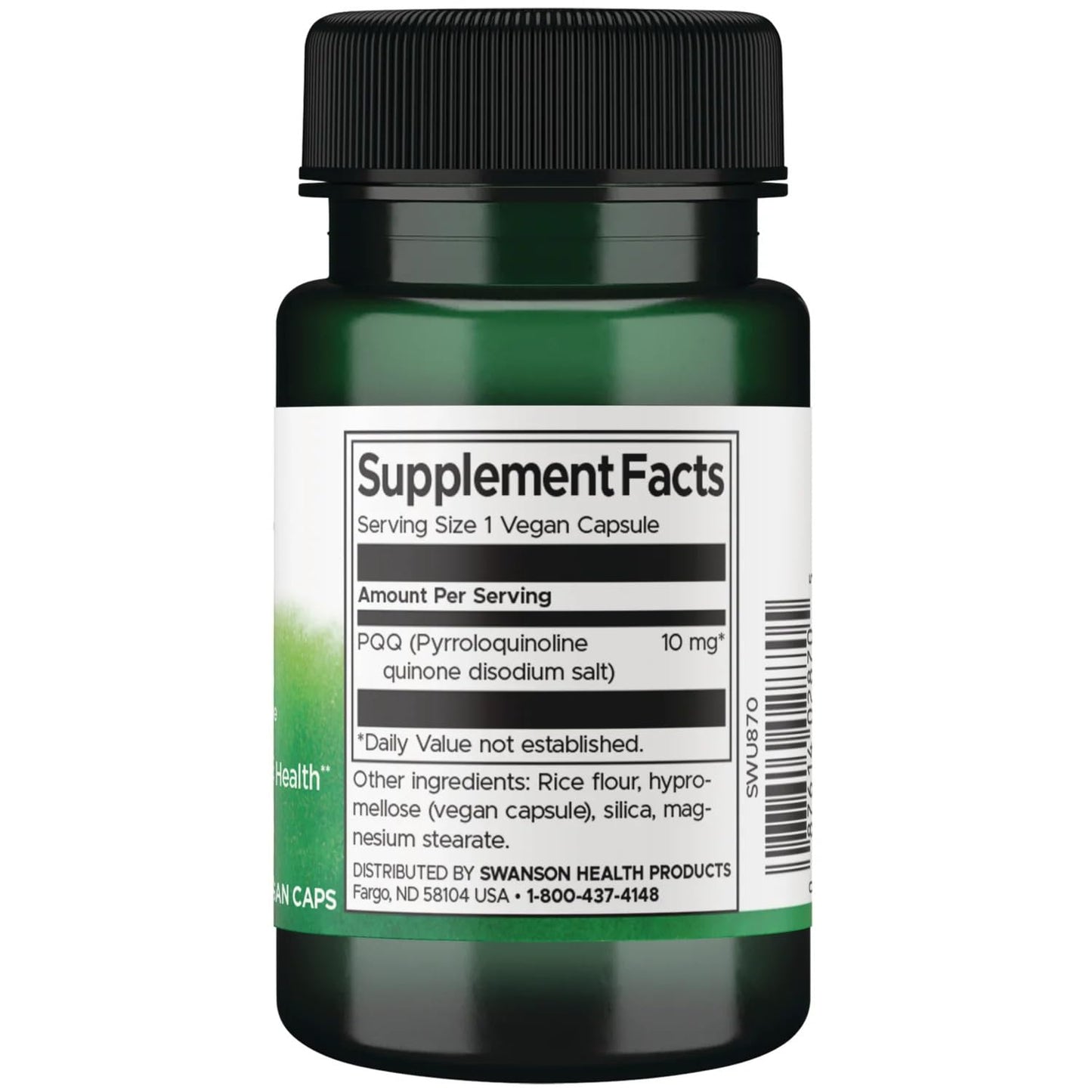 Swanson PQQ Pyrroloquinoline Quinone 10 mg Vegan Capsules, 60 Count