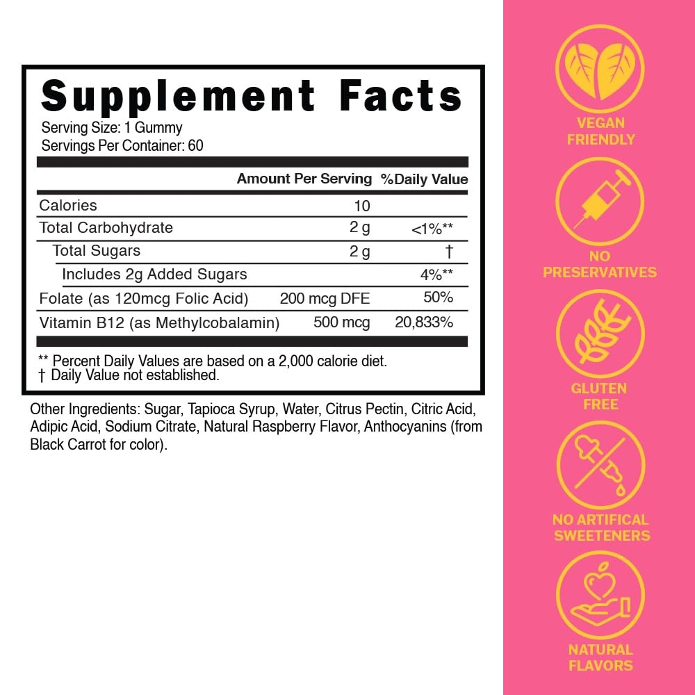 ActivYummies Kids & Teens Energy Support with Vitamin B12 + Folate (B9) - Supports Energy Production, Brain Function & Metabolism - Gummies, 60 Count