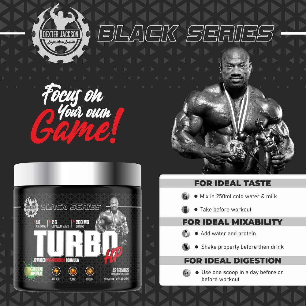 DEXTER JACKSON Black Series Turbo HP Pre Workout Powder 0.36 Ounce