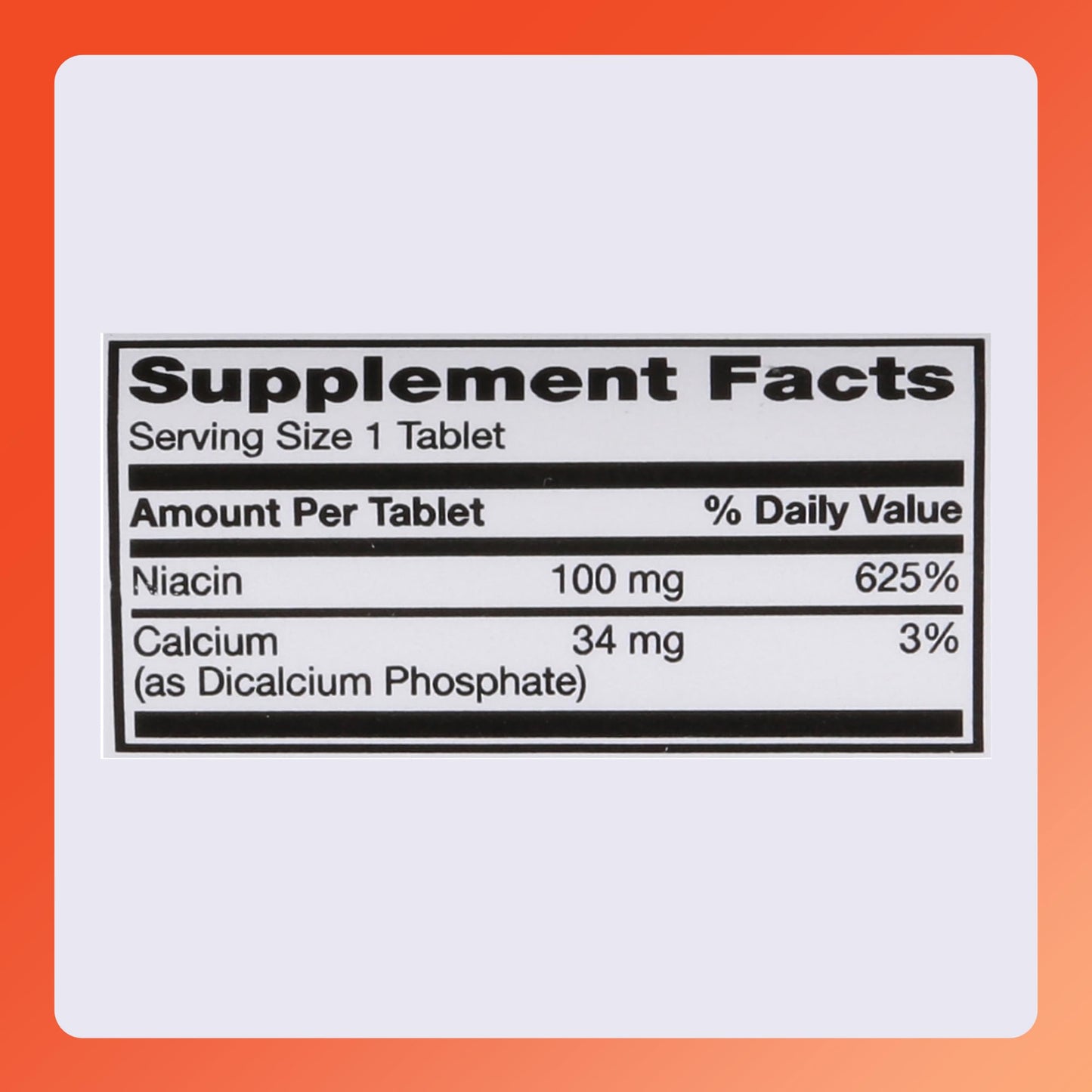 Rugby Laboratories Niacin 100mg - Niacin Tablets with Calcium, 100 Count