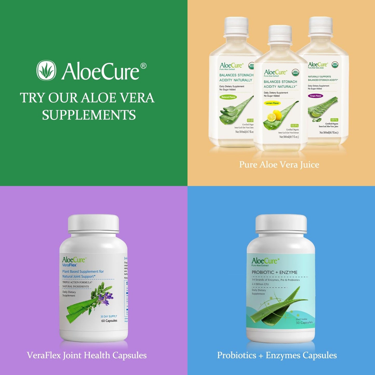 AloeCure Aloe Vera Capsules 3 Bottles