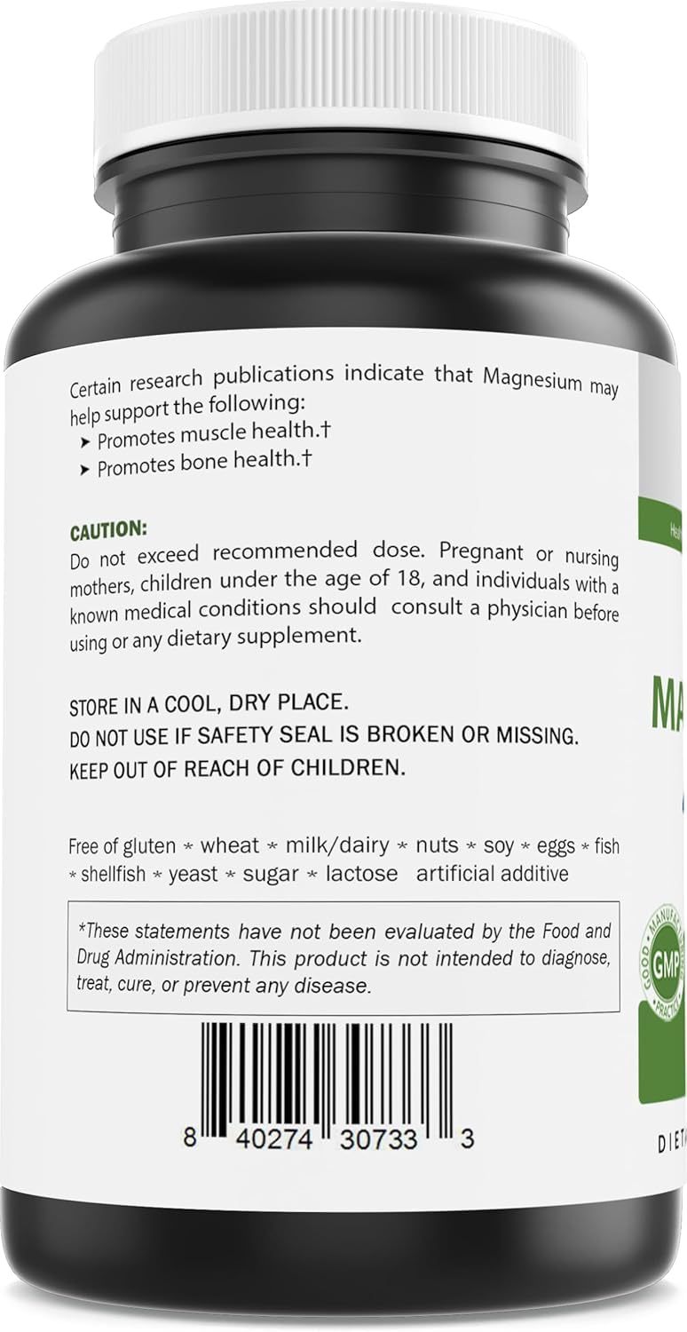 Brieofood Magnesium 425mg (Glycinate & Oxide) Capsules 180 Count