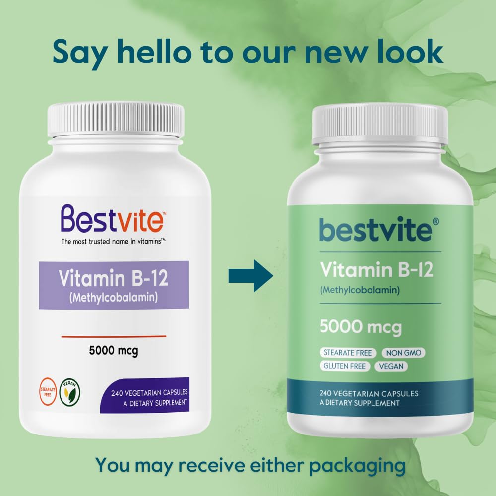 BESTVITE Vitamin B12 (Methylcobalamin) 5000mcg Capsule, 240 Count