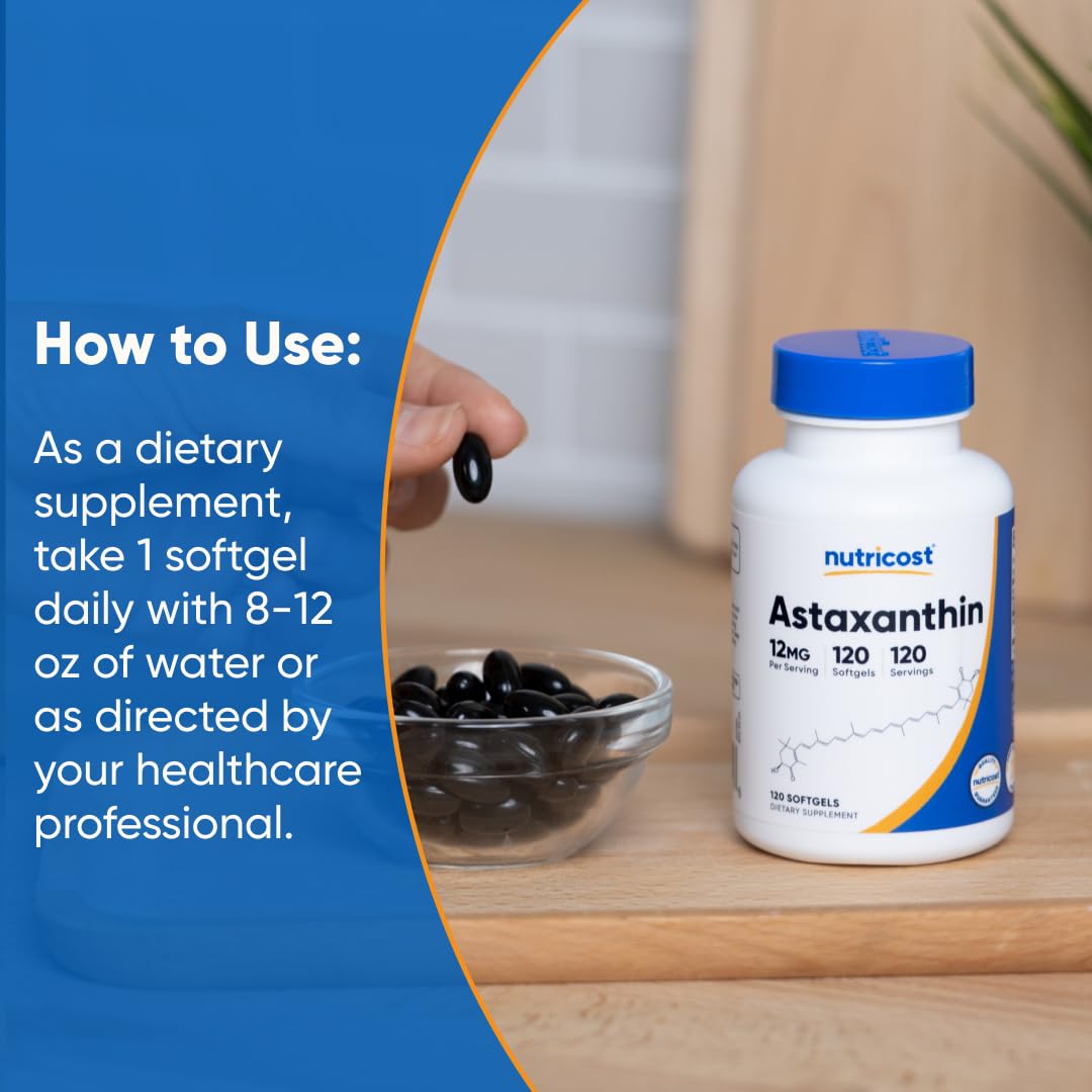 Nutricost Astaxanthin 12mg Capsules 120 Count