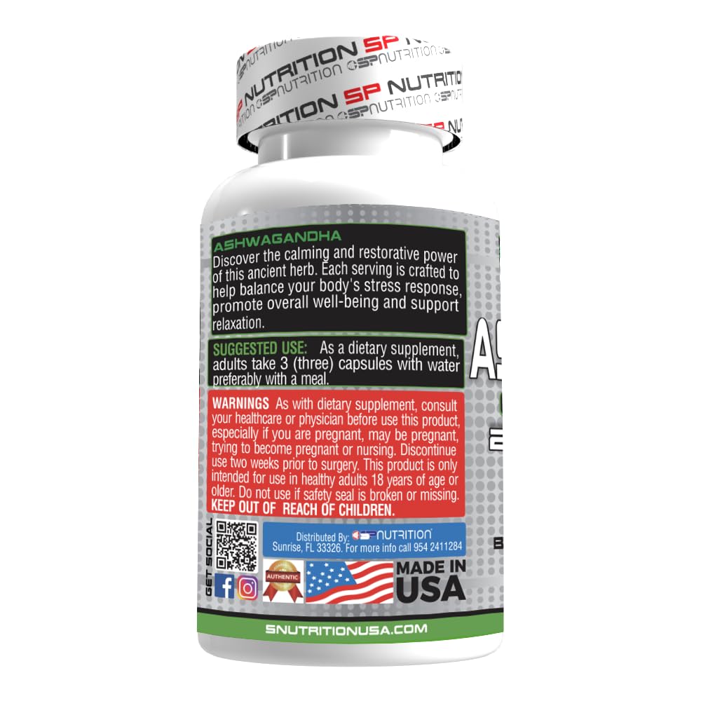 S Nutrition Ashwagandha Extra Strength Supplement, 120 Capsules