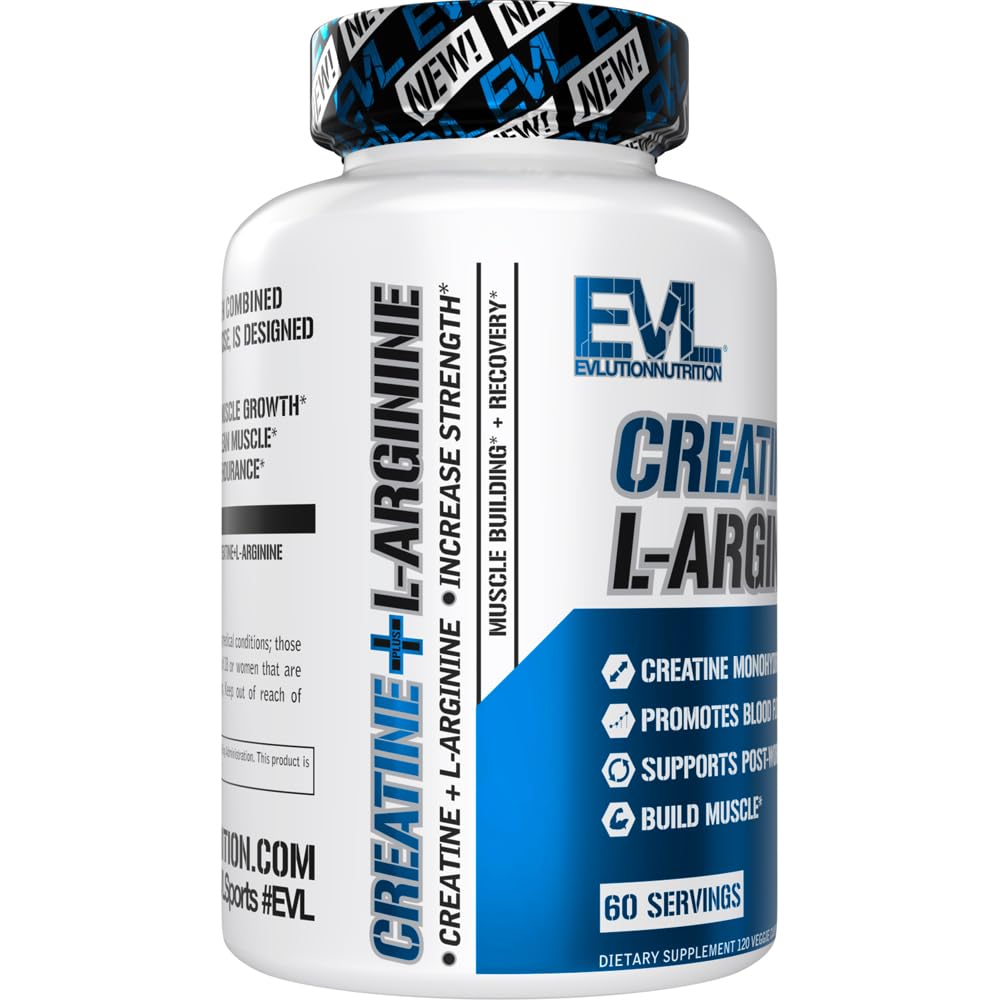 Evlution Creatine + L-Arginine Capsules, 120 Count