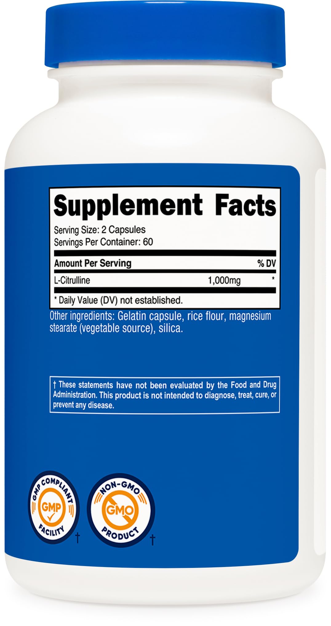Nutricost L-Citrulline 500mg Capsules, 120 Count