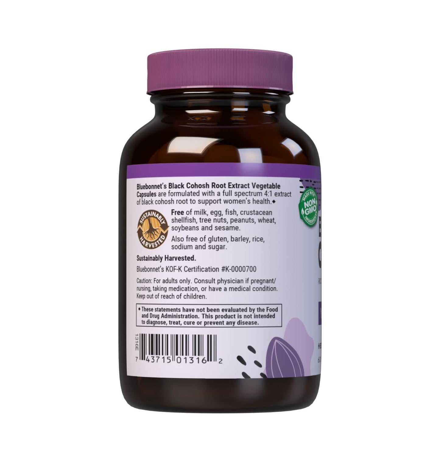 BlueBonnet Black Cohosh Root Extract Supplement Capsules 60