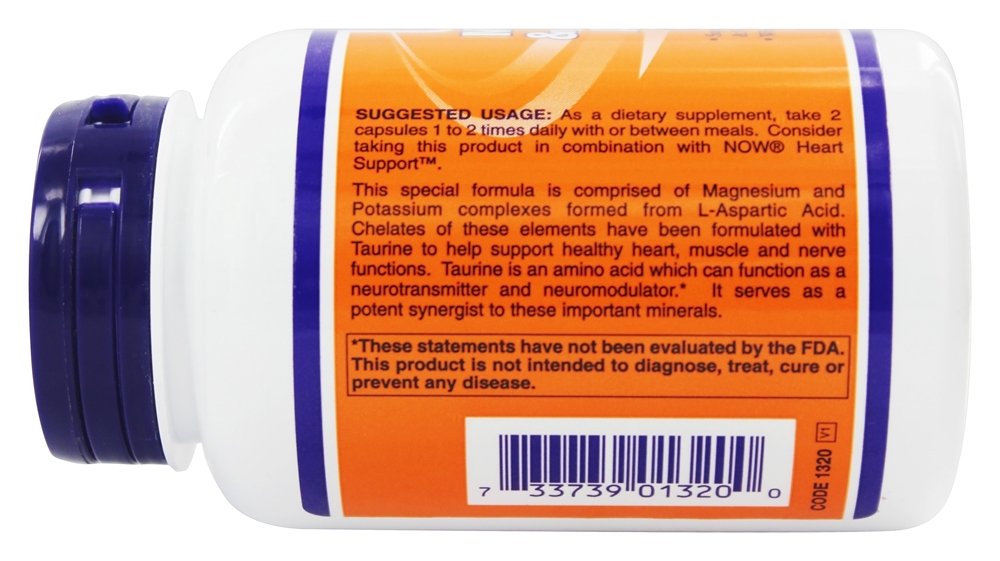 NOW Foods Magnesium & Potassium Aspartate, 360 Capsules