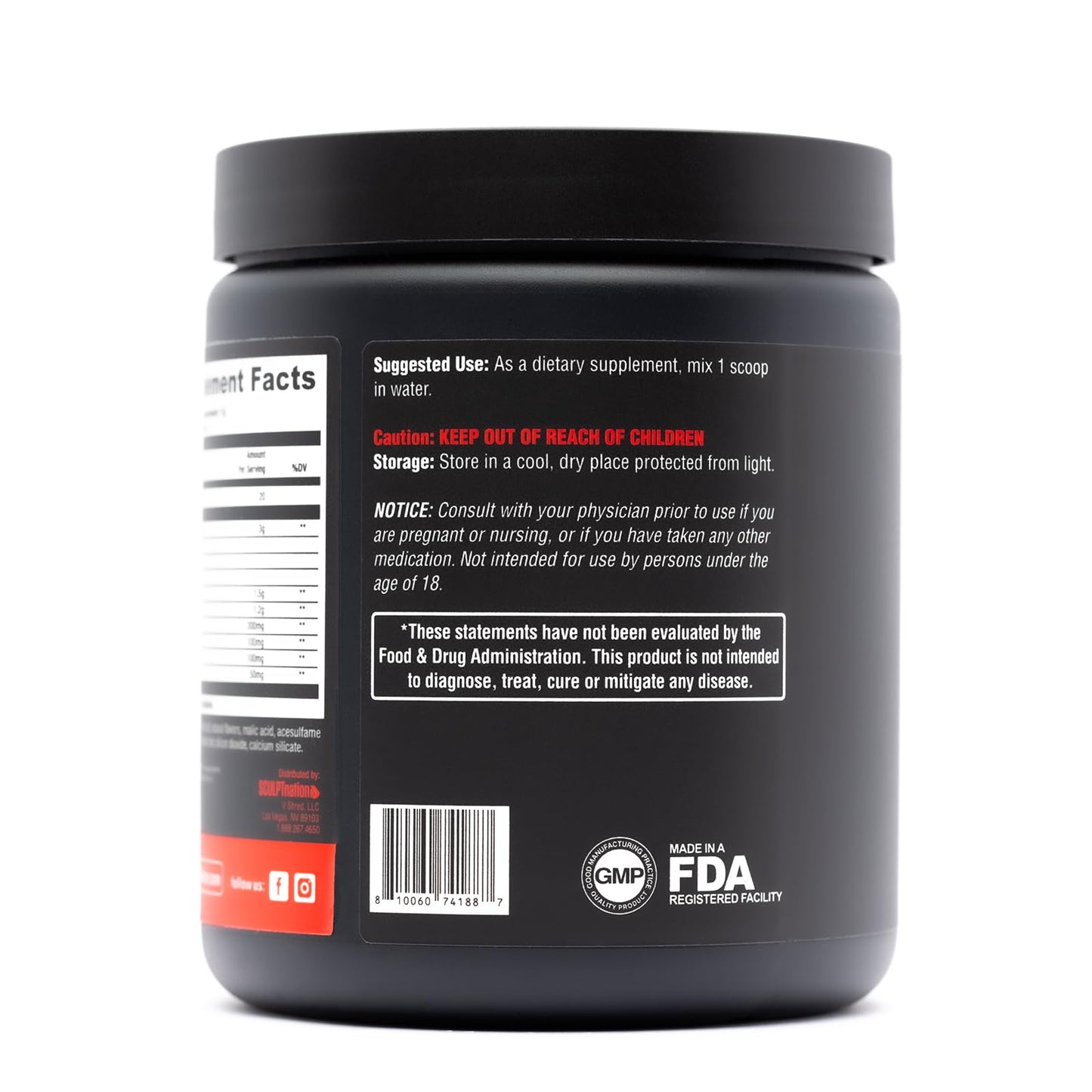 Sculpt Nation PreWorkout Powder by V Shred with Amino Acids for Ultimate Performance, Endurance, and Energy Support, Fruit Punch, 30 Servings