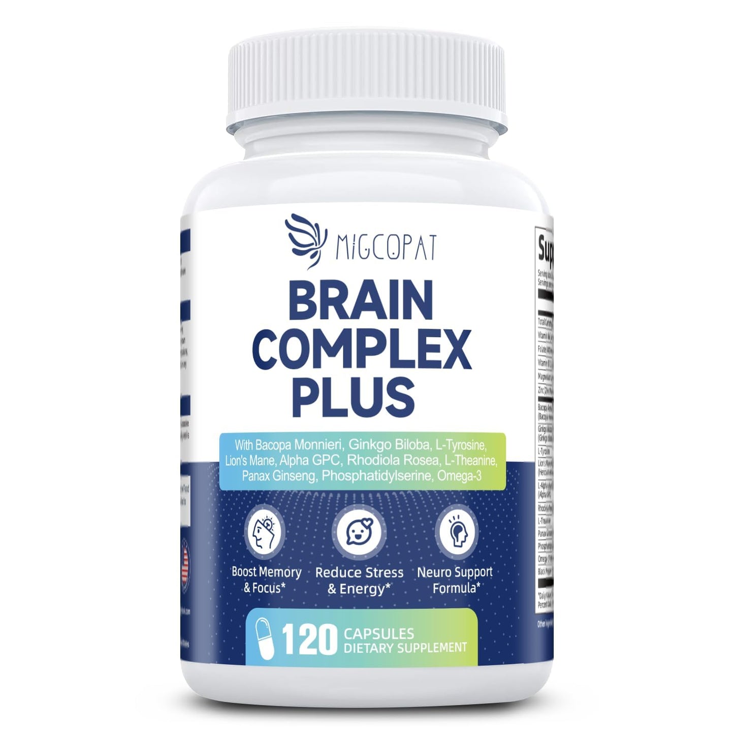 Migcopat Brain Supplements for Memory and Focus Capsule 120 Count