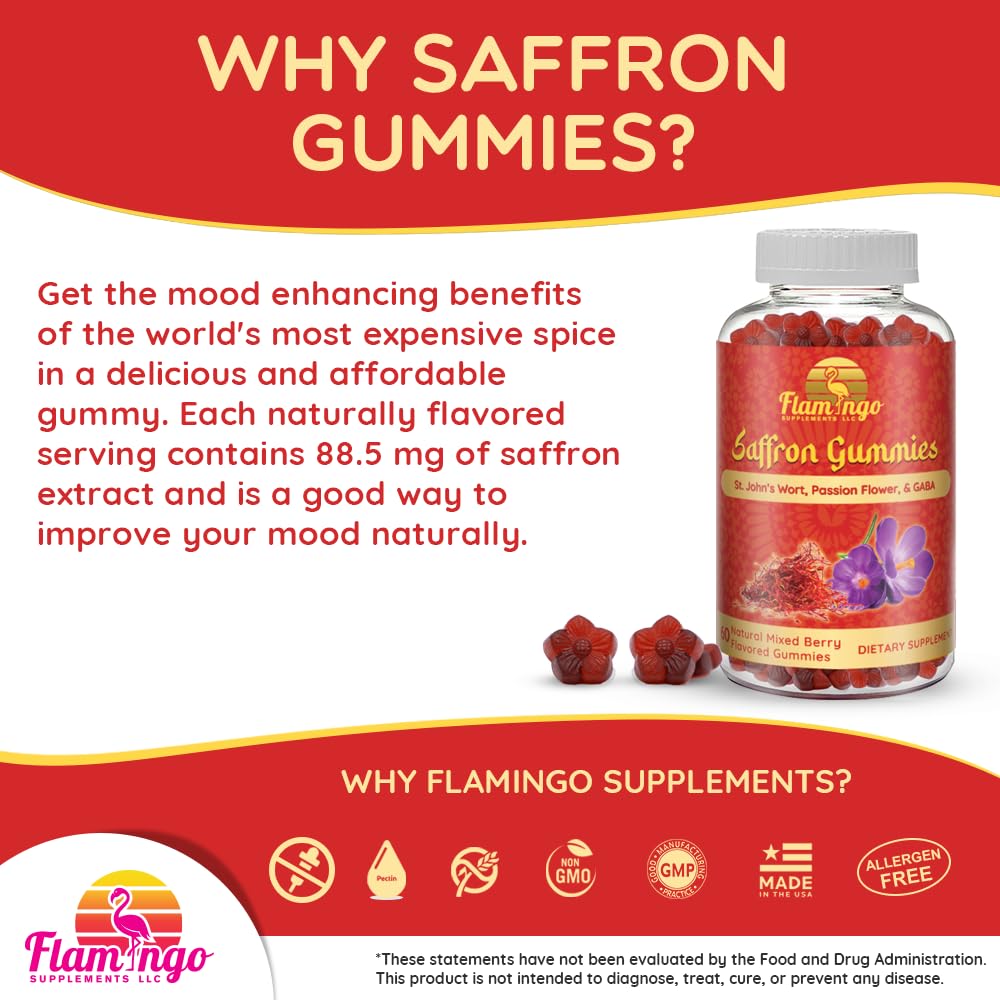 Flamingo Supplements Saffron Extract Gummies 60 Count