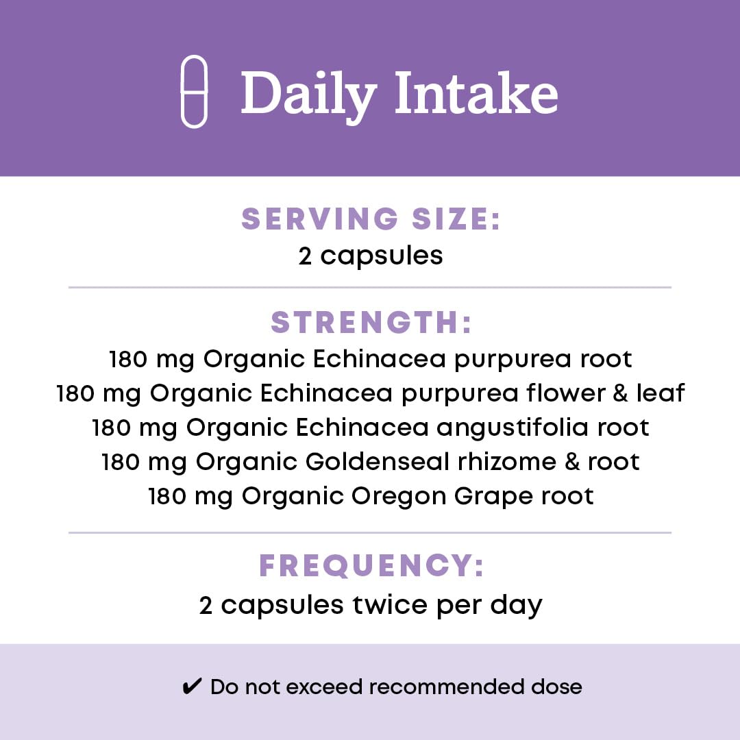 Oregon's Wild Harvest Echinacea Goldenseal Organic Capsules, 90 Count