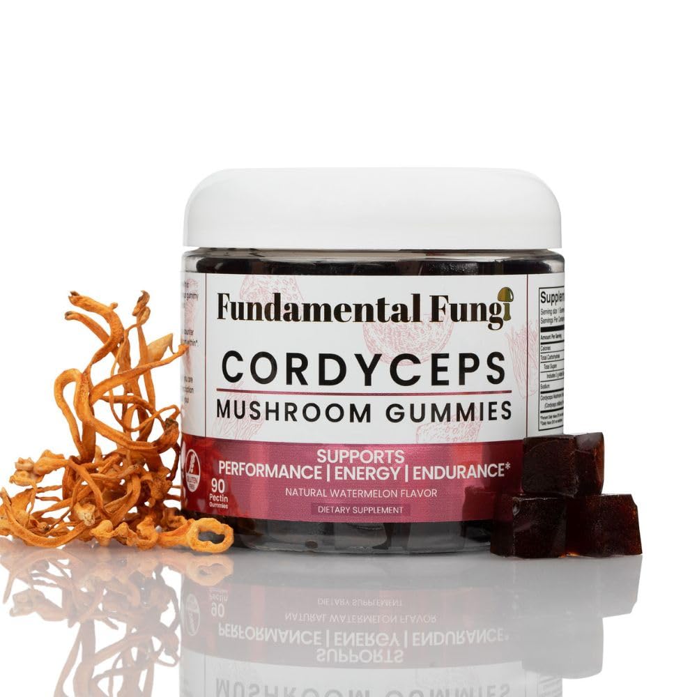 Fundamental Fungi Cordyceps Mushroom Gummies Watermelon Flavor, 90 Count
