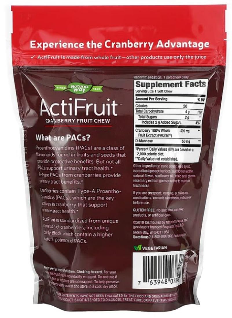 Enzymatic Therapy ActiFruit Cranberry Supplement with Cran-Max Gummies, 20 Count