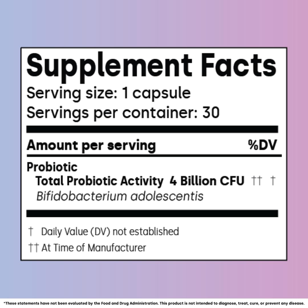 Human Strain Element Longevity Bifidobacterium Adolescentis Probiotic 60 Capsules