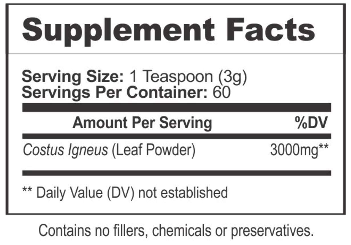 ORGANOPLEX Insulin Plant Powder (Costus Igneus), 6.4 Ounce