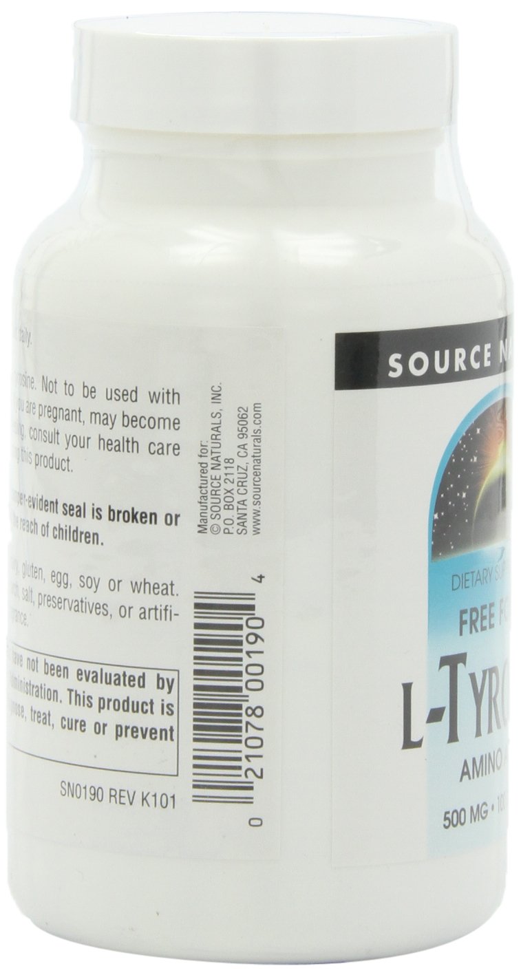 Source Naturals L-Tyrosine 500mg Free Form Amino Acid Tablets, 300 Tablets