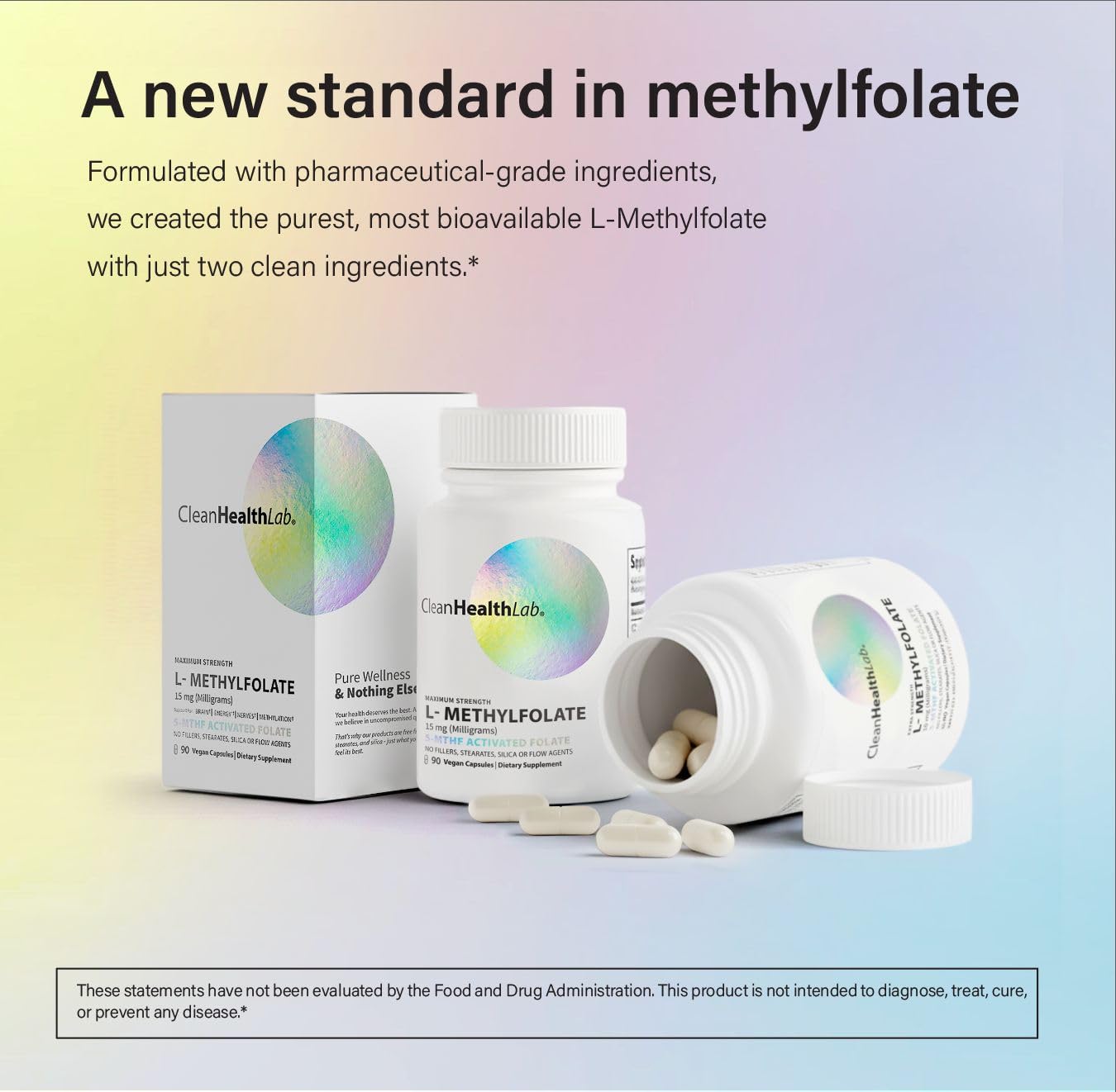 CLEAN HEALTH LAB L-Methylfolate 15mg 5-MTHF Active Folate Capsule, 90 Count