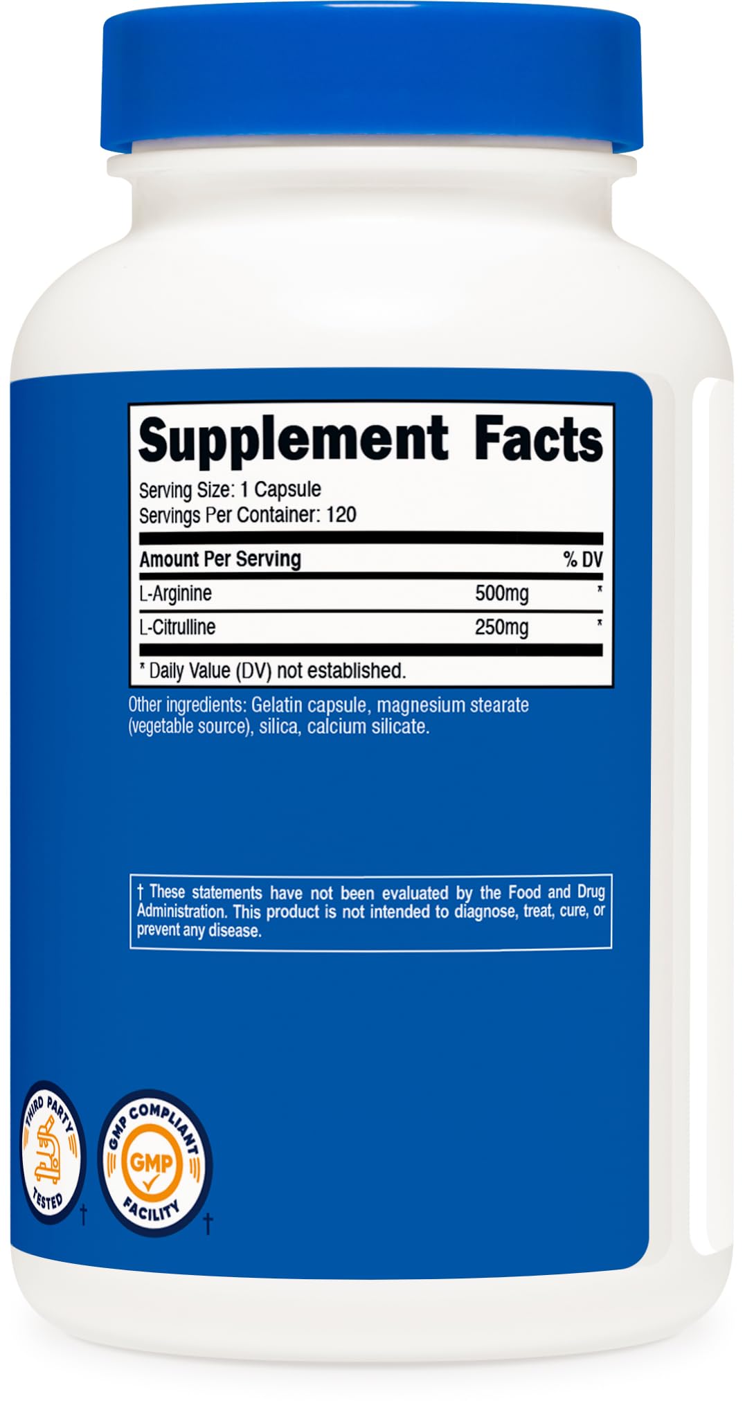 Nutricost L-Arginine L-Citrulline Complex 750mg Capsules, 120 Count