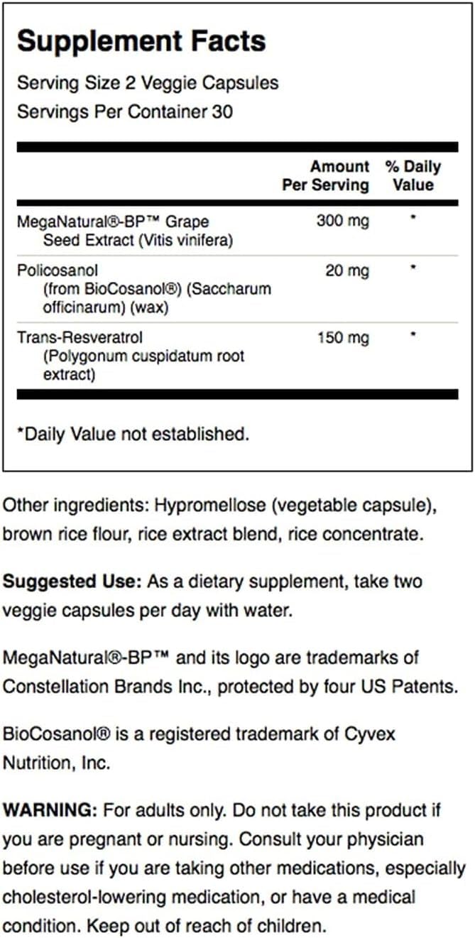 Swanson Resveratrol Cardiovascular Circulatory Health Antioxidant Blood Pressure Cholesterol Support Herbal Supplement 60 Veggie Capsules