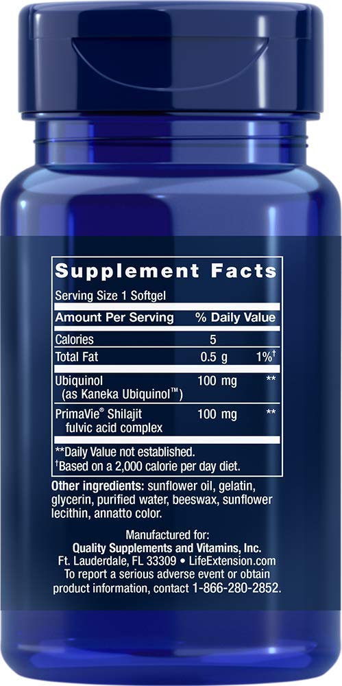 Life Extension Super Ubiquinol CoQ10 with Enhanced Mitochondrial Support 100mg Softgels 60 Count