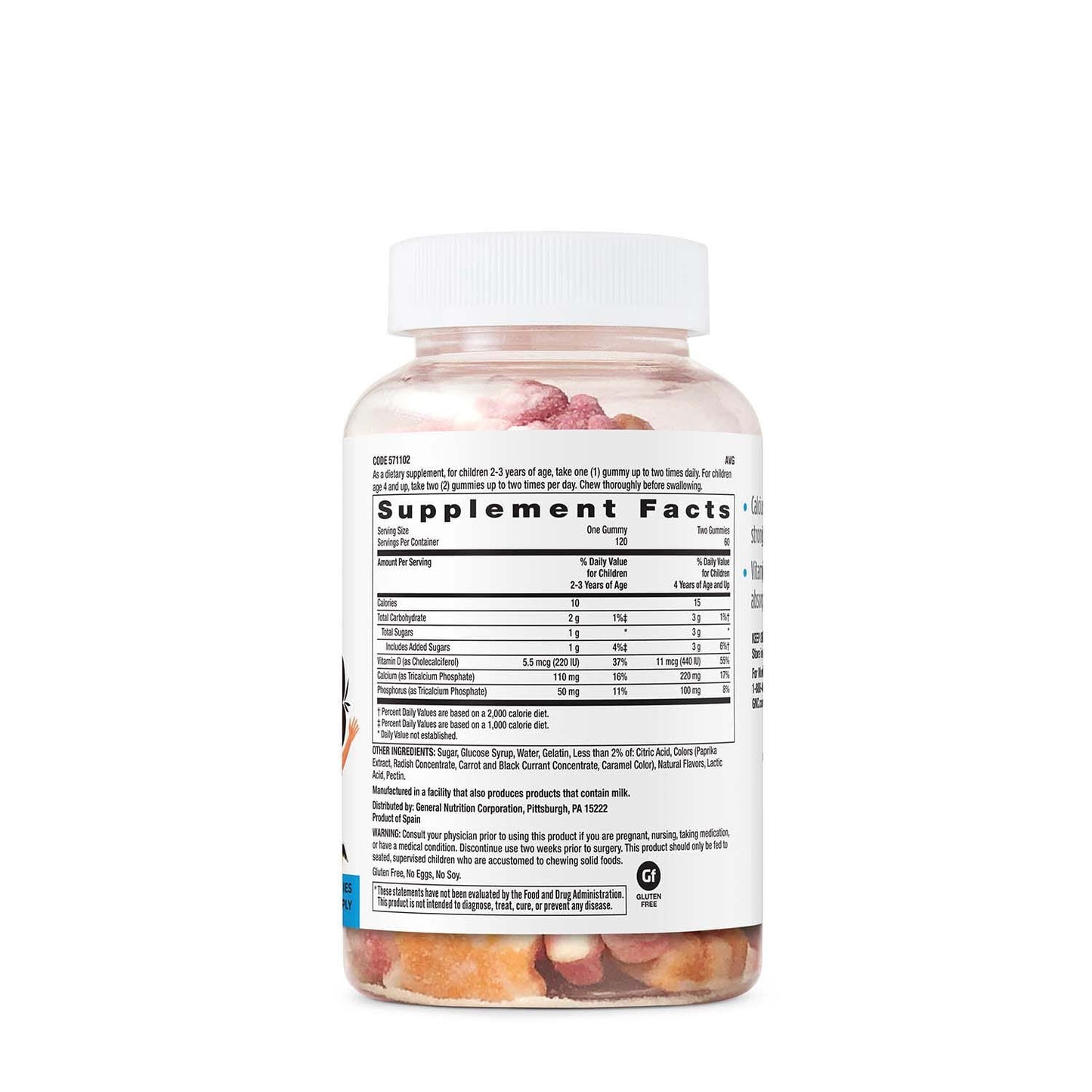 GNC Milestones Kids Gummy Calcium 120 Gummies