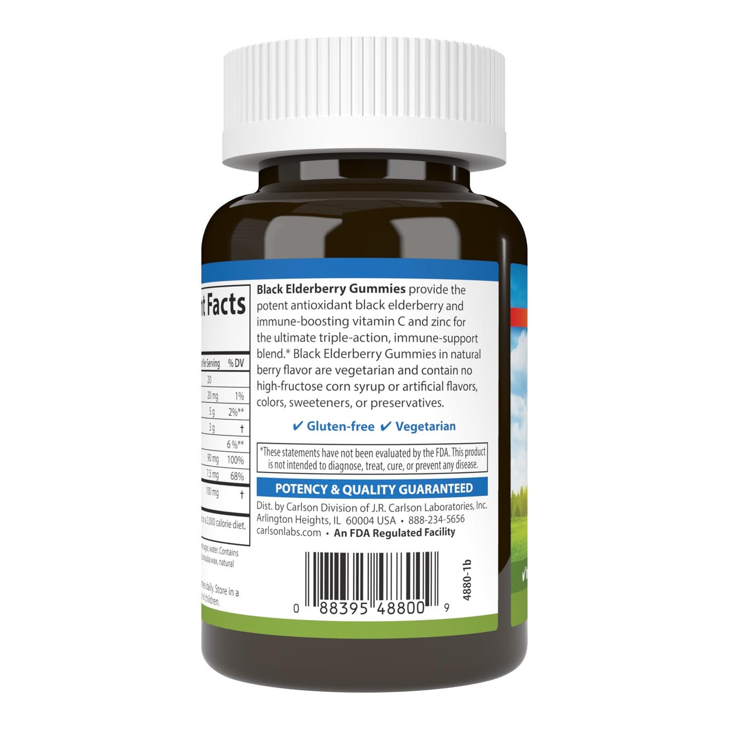 Carlson Black Elderberry Gummies with Vitamin C & Zinc, Immune Support, 1 Count