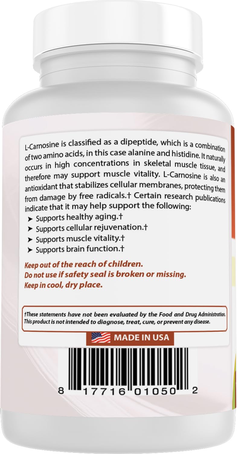 Best Naturals L-Carnosine 500 mg Tablet, 200 Tablets