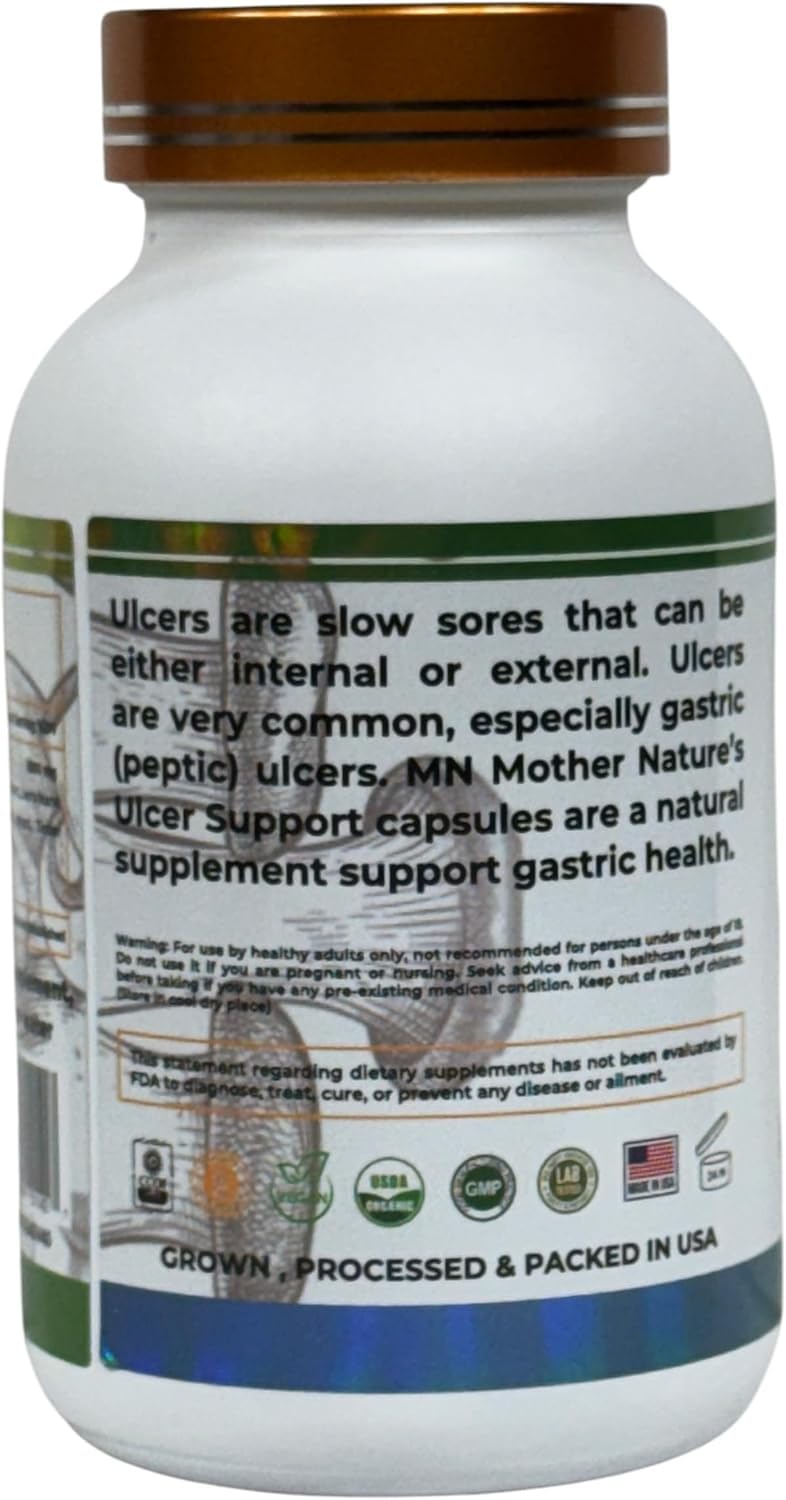 Mn Mother Nature Inc Ulcers Support (Laetiporus sulphureus) Mushroom 120 Vegan Capsules