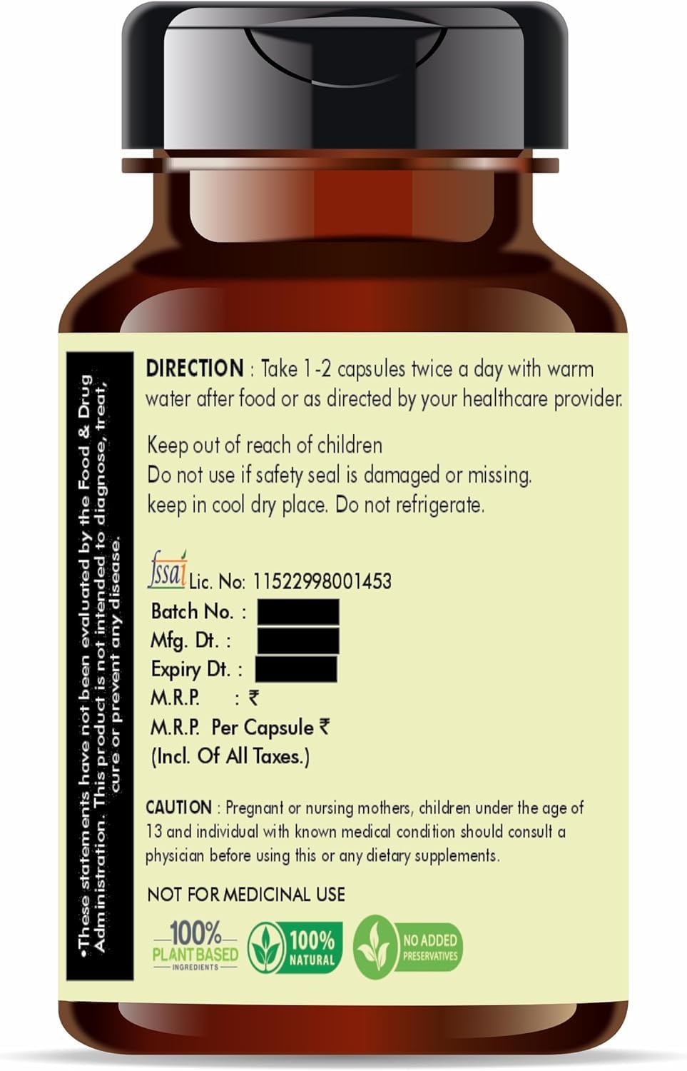 AYURVEDASHREE Moringa Extract 500mg Capsules 60 Count