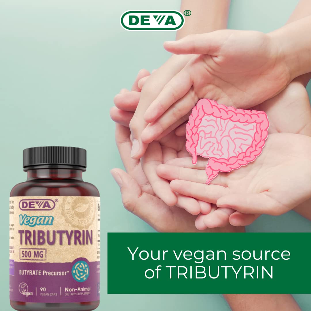 DEVA Vegan Tributyrin Supplement 500 mg Capsules, 180 Count