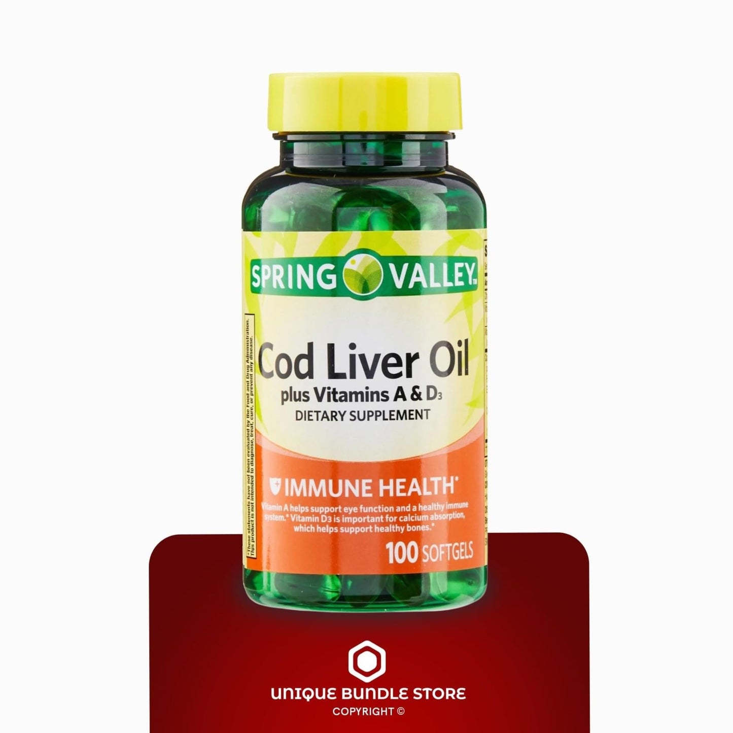 Unique Bundle Store Cod Liver Oil Plus Vitamins A & D3 Softgels 200 Count