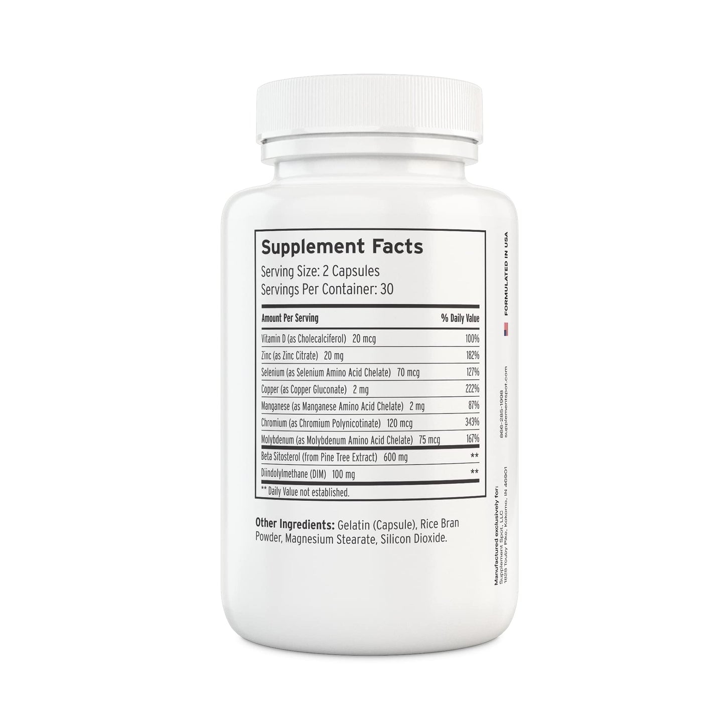 Supplement Spot Maximum Prostate Supplements for Men – 600 mg Beta Sitosterol & 100 mg DIM Per Serving – Mens Health Supplements for Urinary Support & Bladder Control, 60 Capsules
