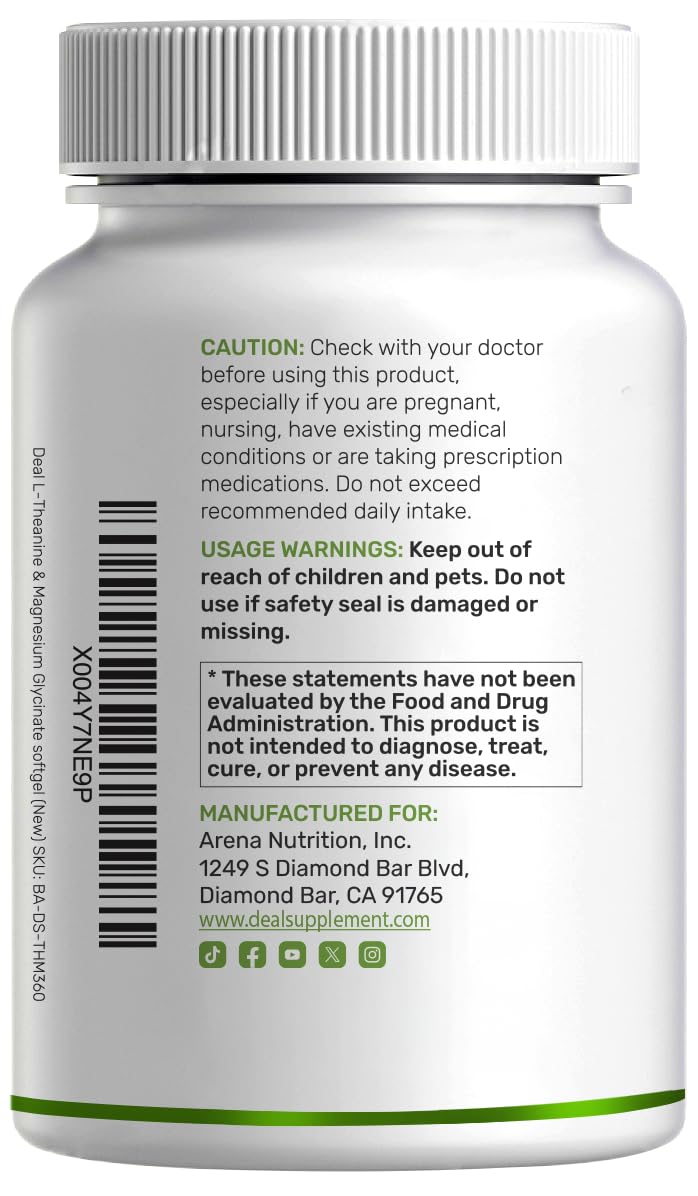 DEAL SUPPLEMENT L-Theanine with Magnesium Glycinate Softgels, 360 Count