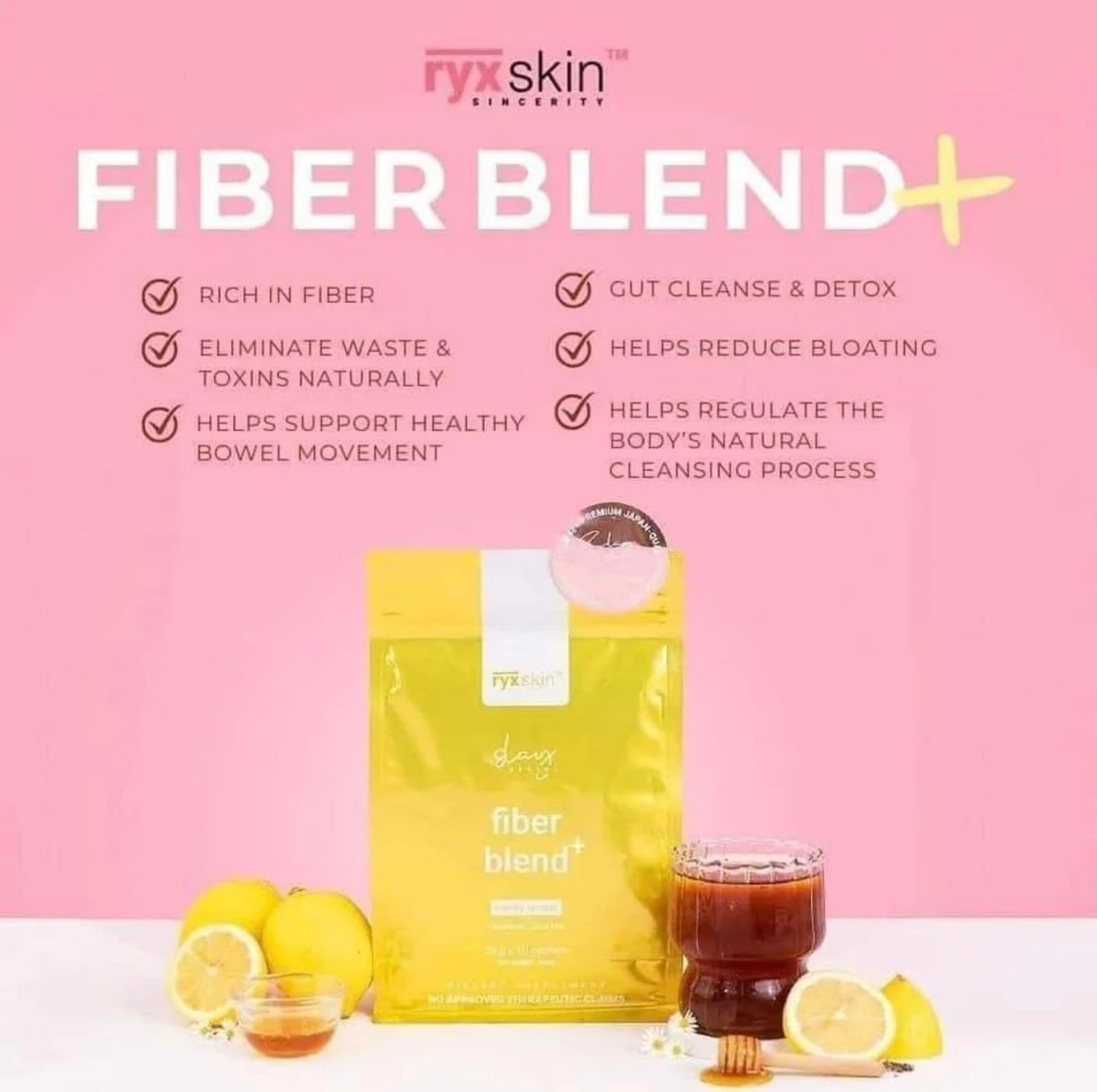 Generic R Y X Fiber Blend Honey Lemon + Sakura Lychee Drink Combo Pack Powder 8.8 Ounce
