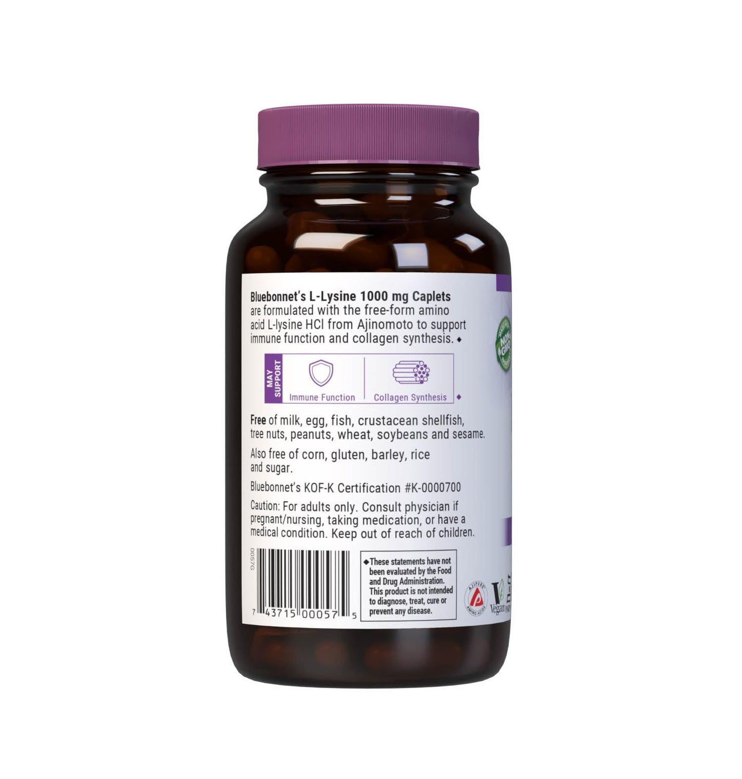 BlueBonnet L-Lysine 1000mg Capsule, 100 Count