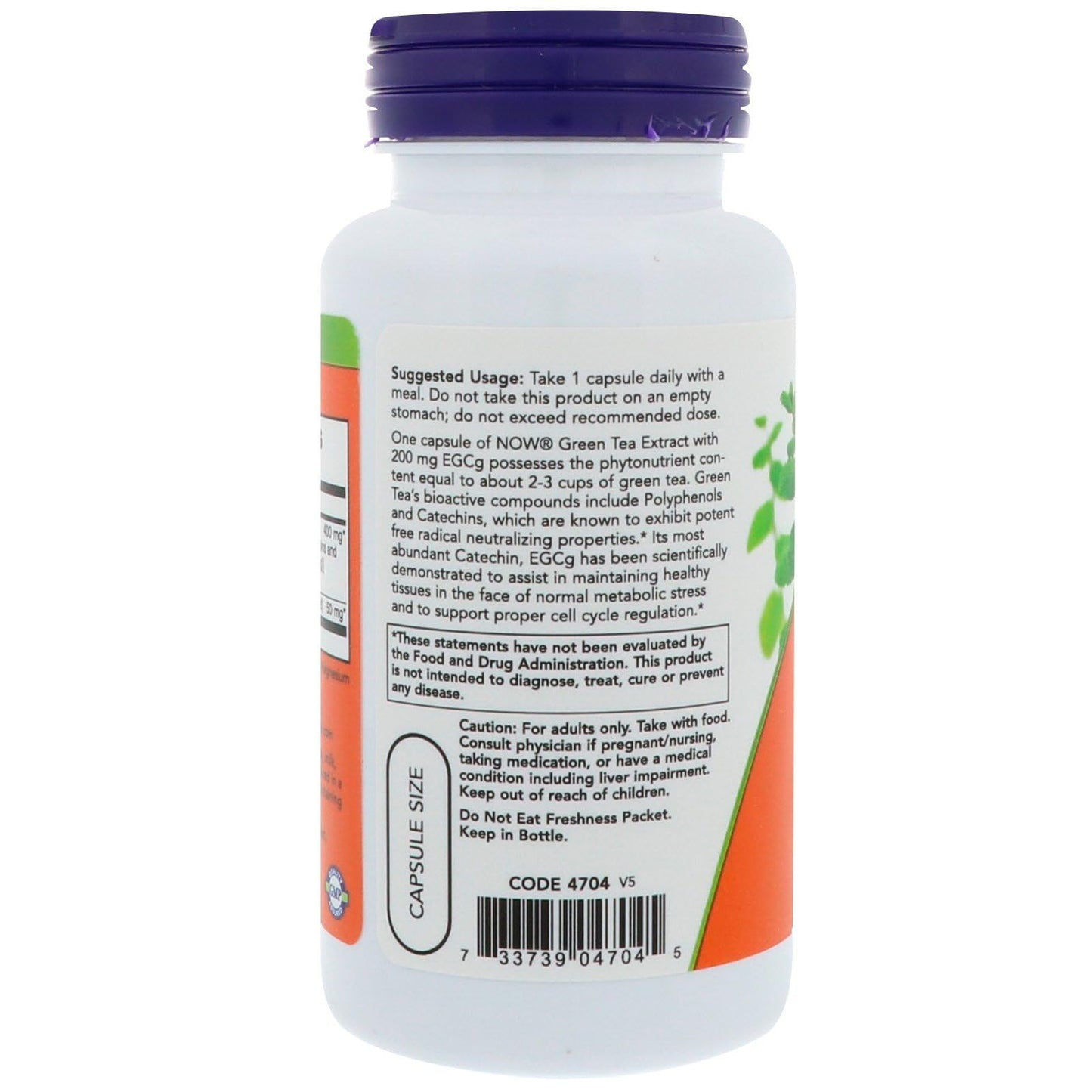 NOW Foods EGCG 400mg Green Tea Capsule 90 Count