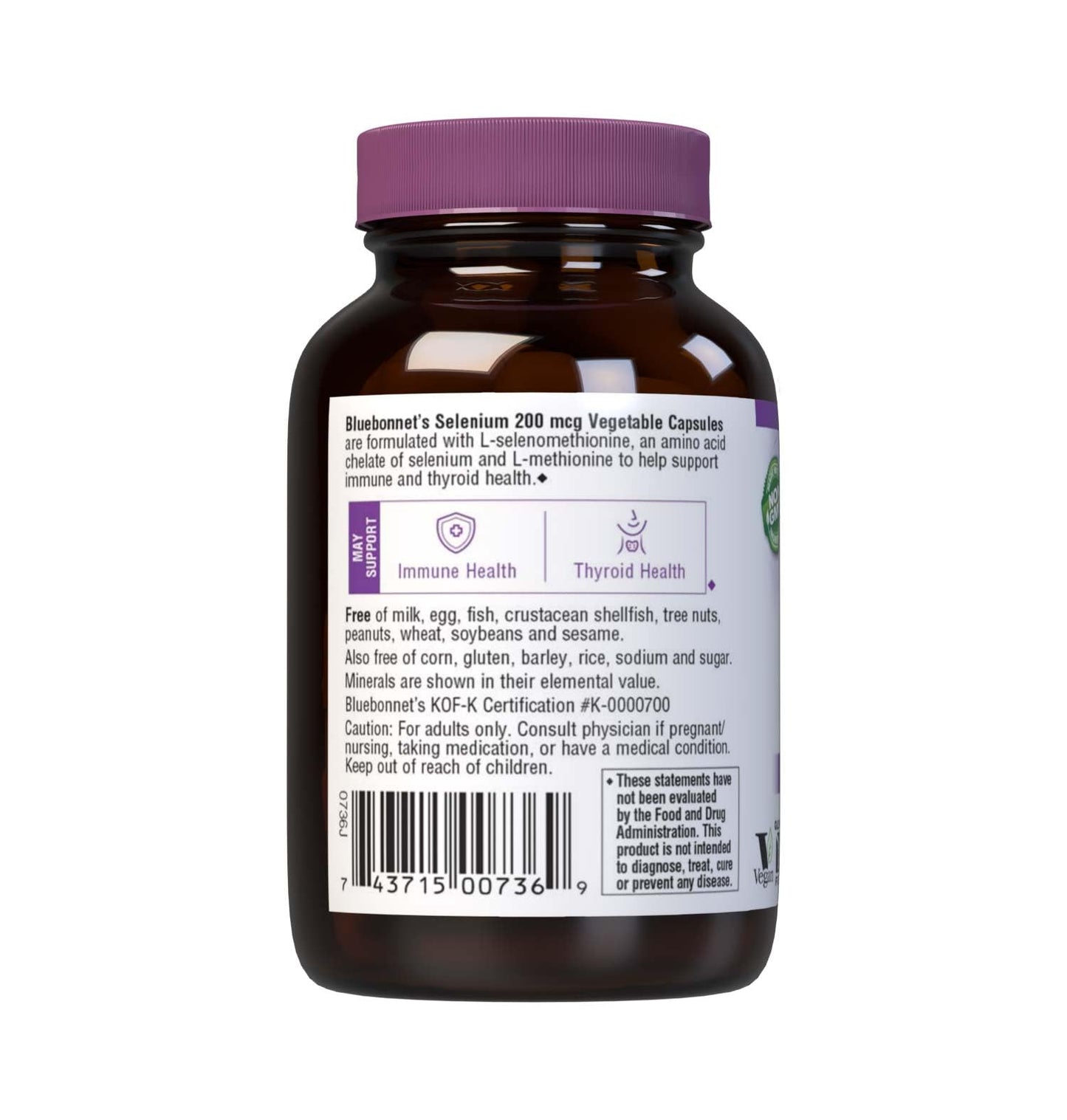 BlueBonnet Selenium 200mcg (L-selenomethionine) Capsules - Potent Antioxidant Support - Vegan, Non-GMO, Gluten-Free - 90 Capsules