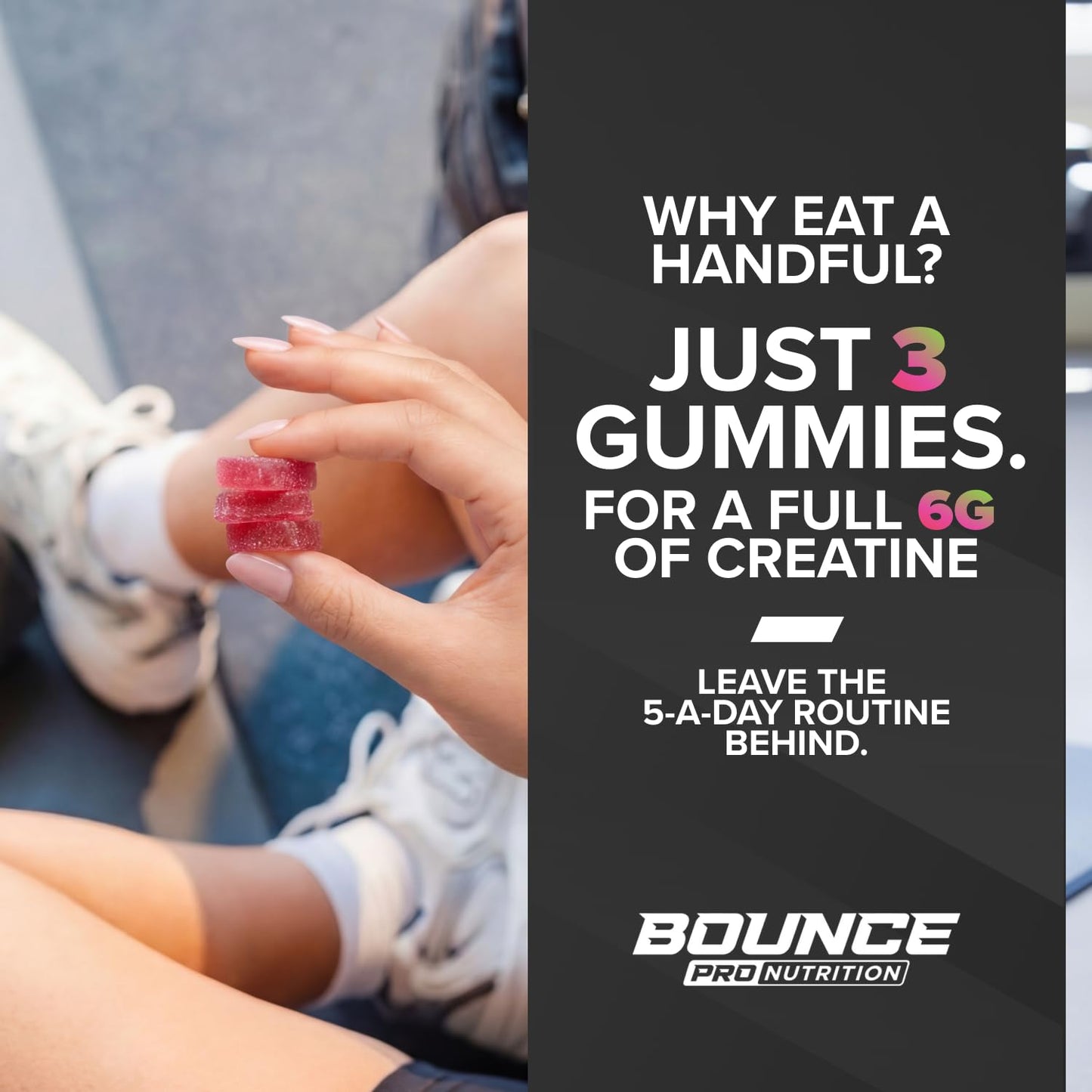 Bounce Pro Creatine Monohydrate Gummies, 72 Count