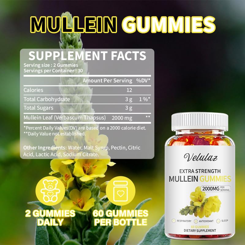 velulaz Mullein Gummies 60 Count