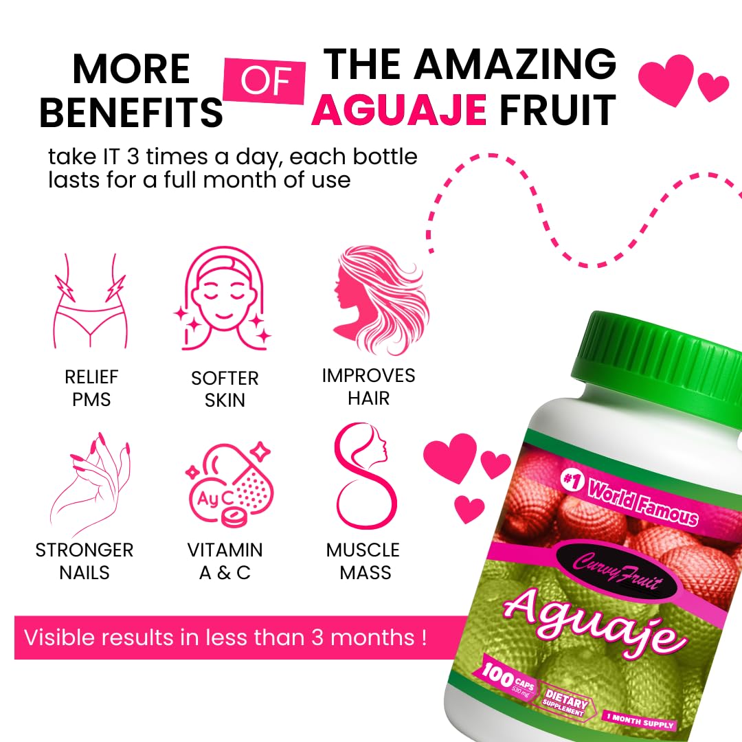 Curvy Fruit Aguaje Capsules for Women, 100 Count