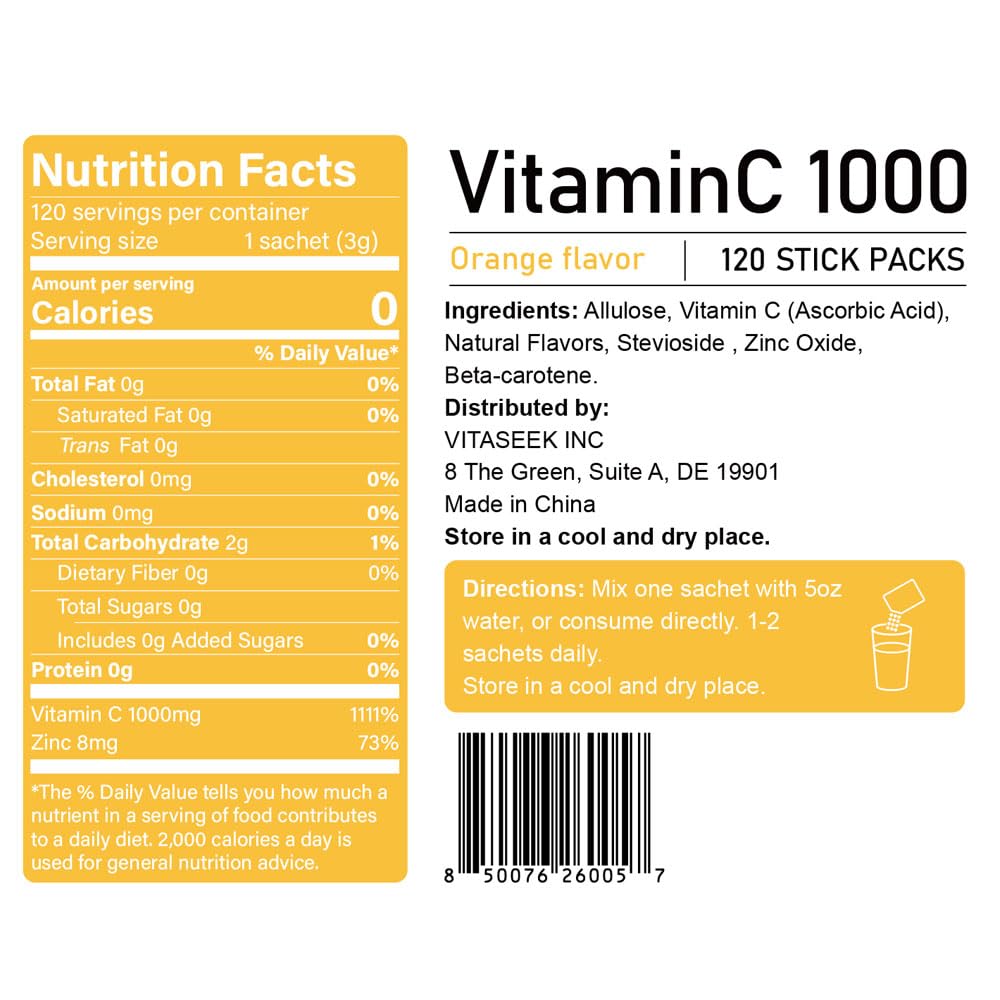 VitaSeek Vitamin C Powder Packets 120 Packets