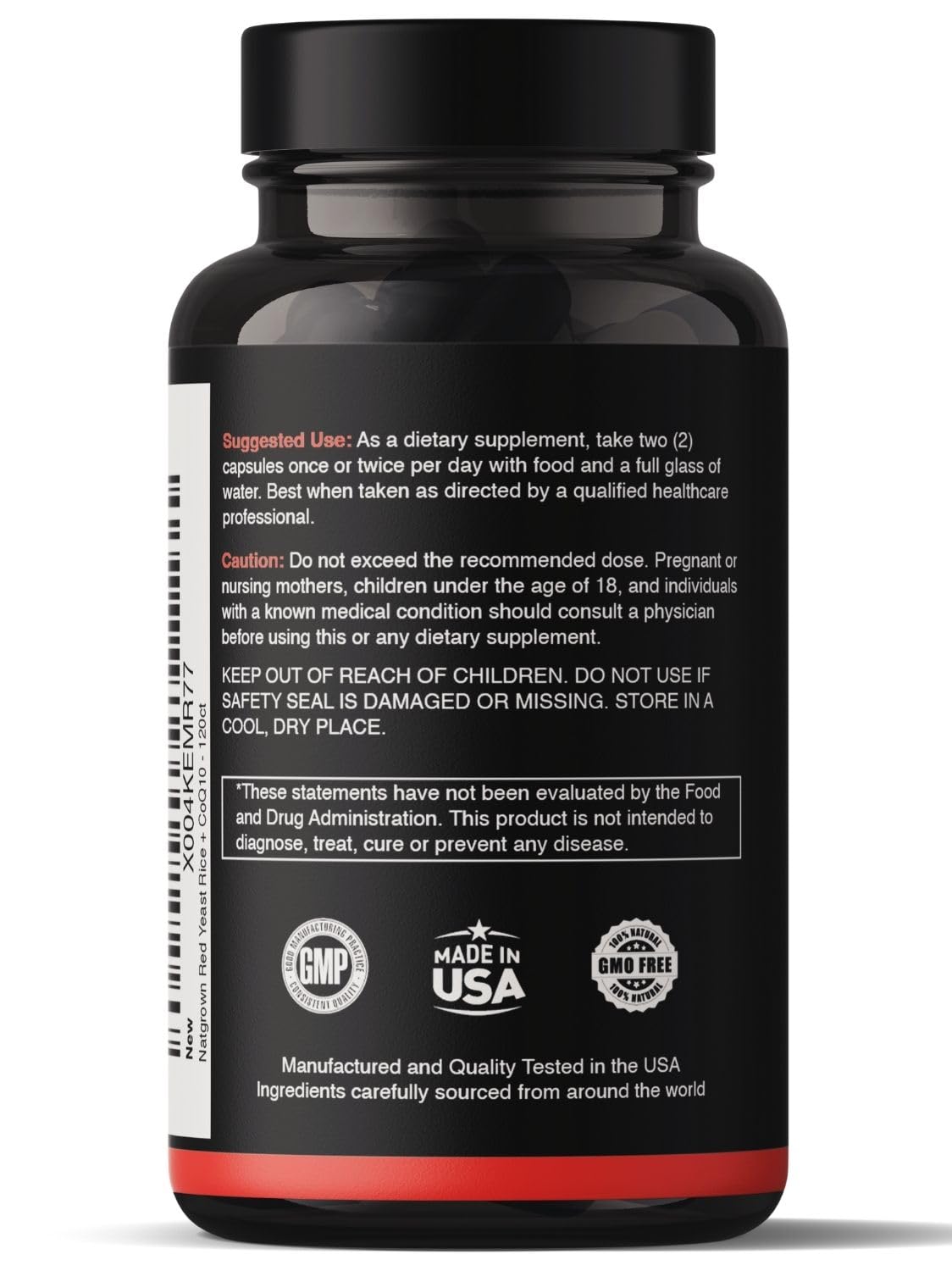 Natgrown Red Yeast Rice with CoQ10-1200 mg & CoQ10 100 mg, 120 Capsules
