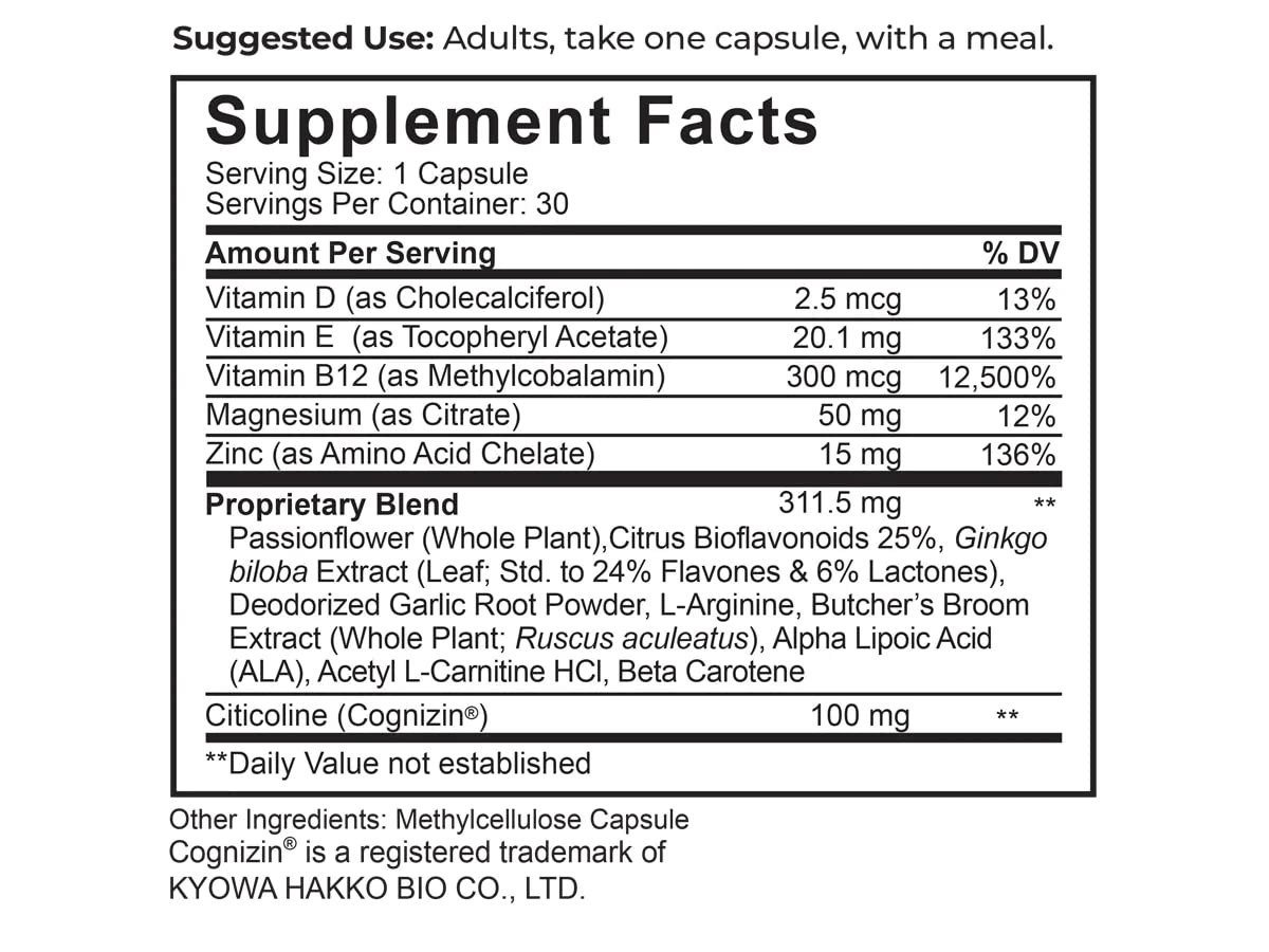 Best Life Herbals Tympanol Hearing Supplement with Cognizin 30 Capsules