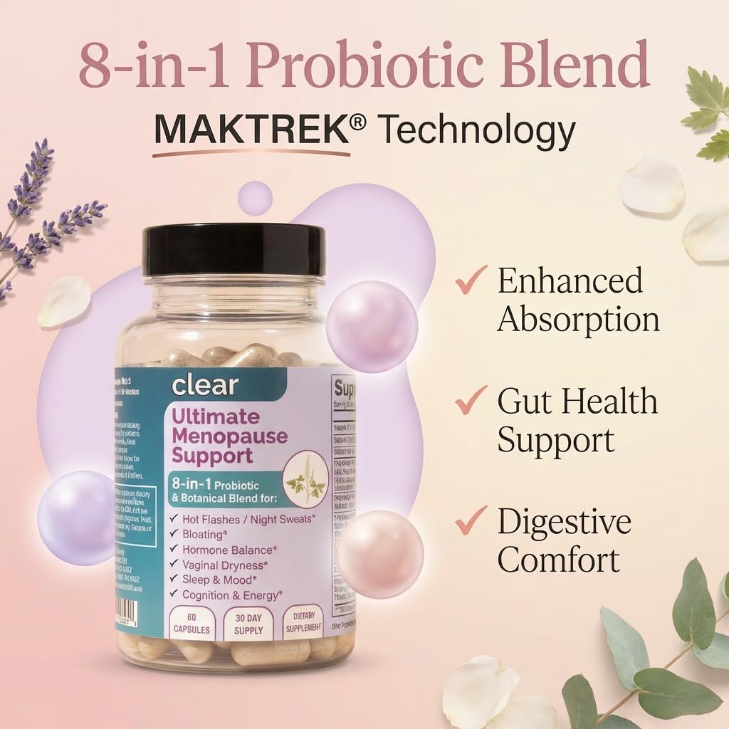 Clear Probiotics Menopause Support for Women 60 Capsules